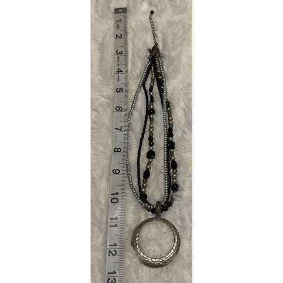 Women's Unbranded Black & Silver Fashion Jewelry Necklace Adjustable 12.5 Inch - Picture 7 of 9